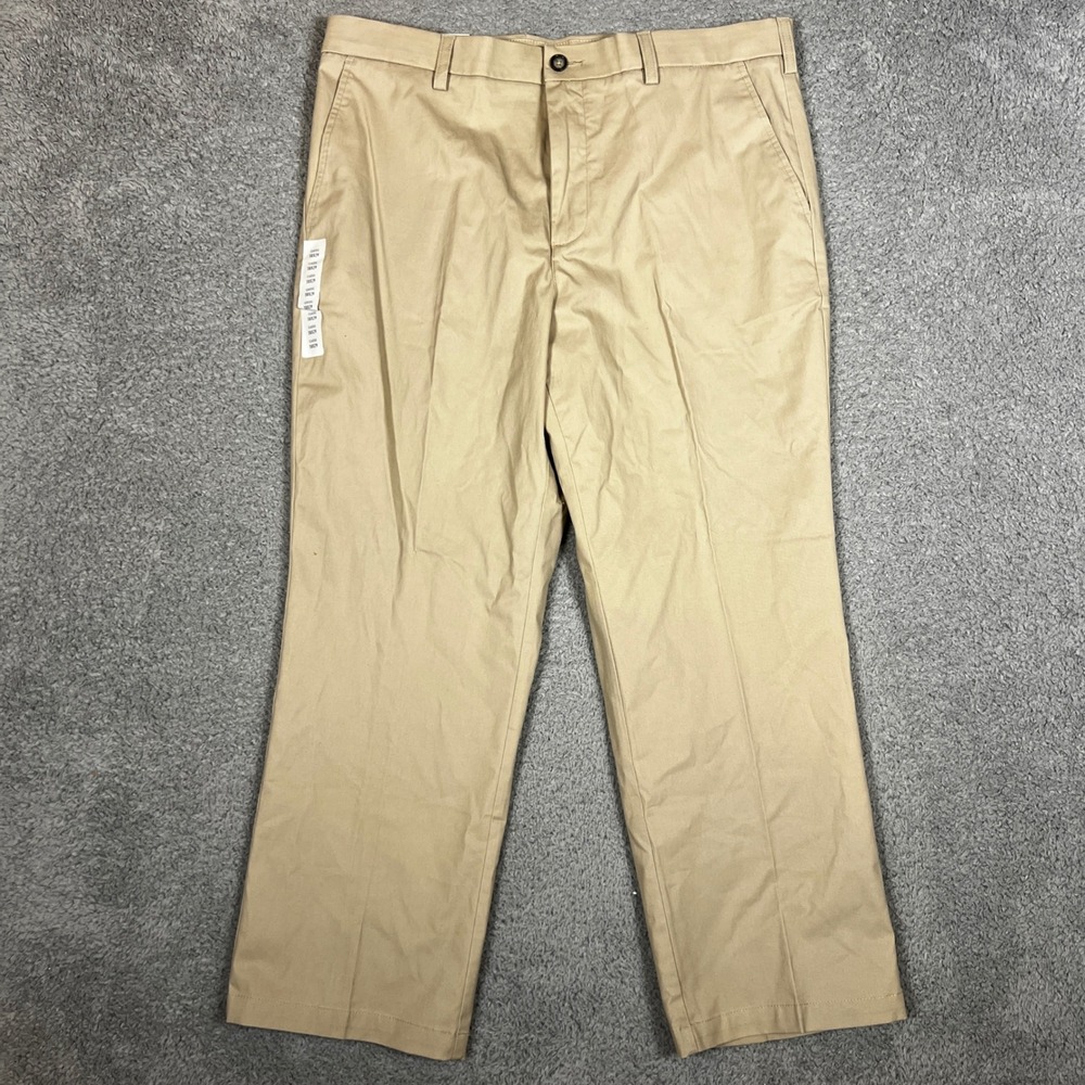 Croft & Barrow Khaki Pants Mens 38x29 Tan New Classic Fit Flat Front